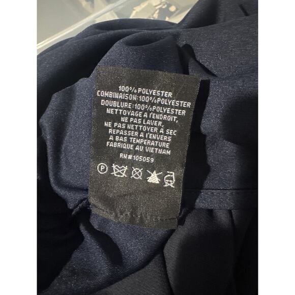 Xscape Beaded Sheer Flutter Sleeve Cascading Draped Waist Gown Navy Size 16 NWT - Picture 12 of 12